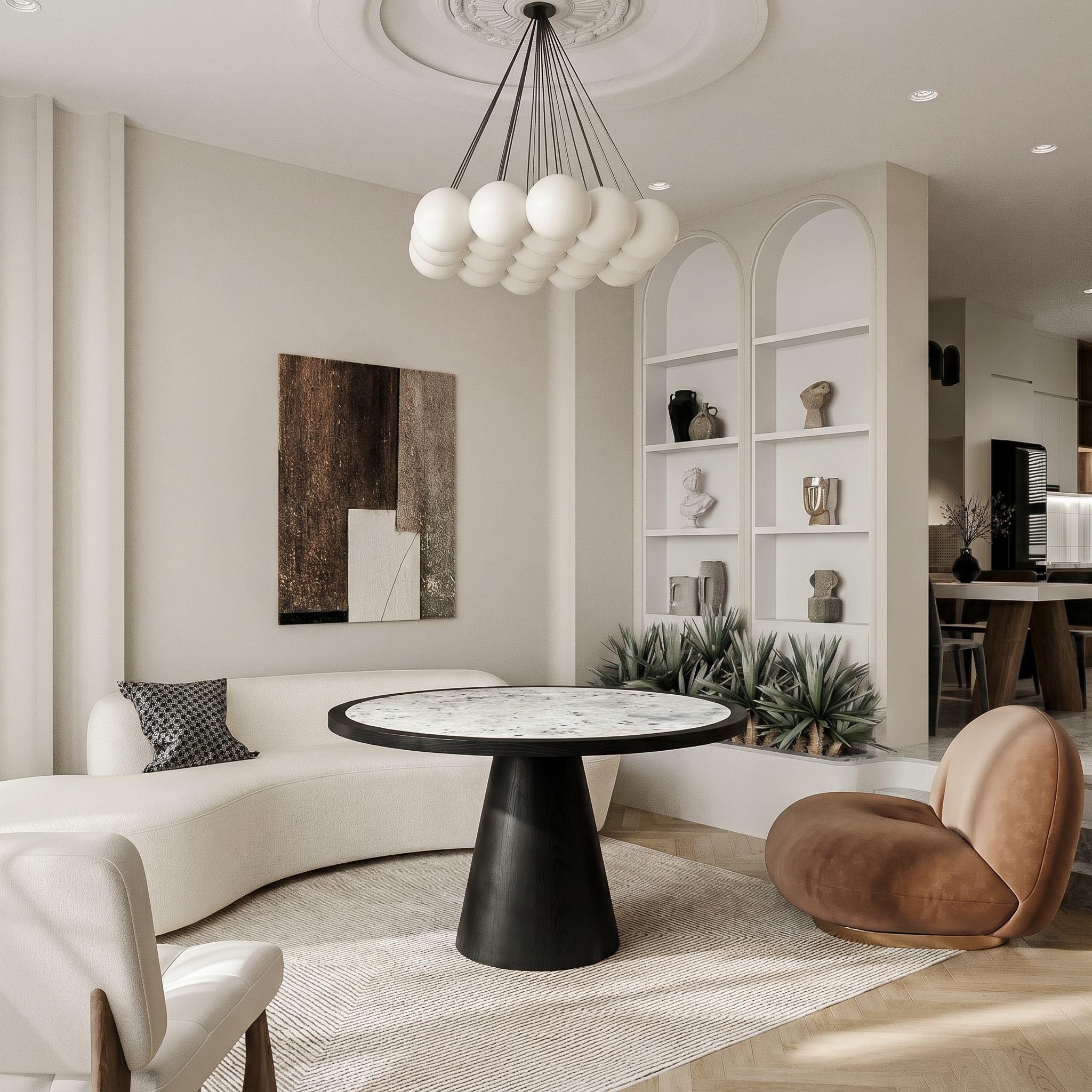 The Nero Ovale — Oak and Black Marquina Marble